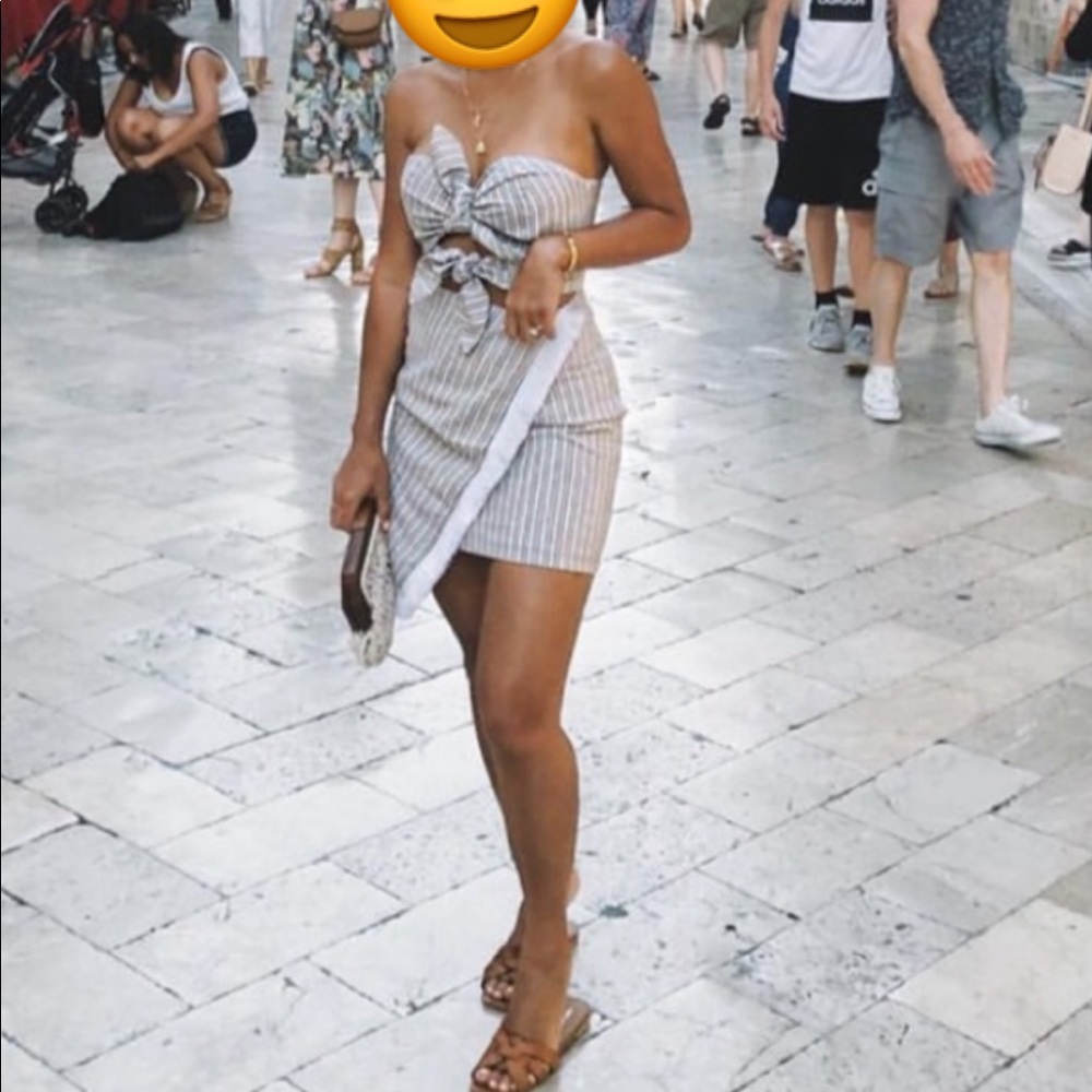 Striped tied front dress